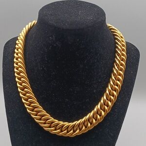 Super Chunky Chain Link Statement Necklace Matte Goldtone
